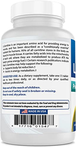 Best Naturals - Melhor Naturals L-Carnitina 1000mg 60 Comprimidos (Pacote com 2) – Marca de Produto