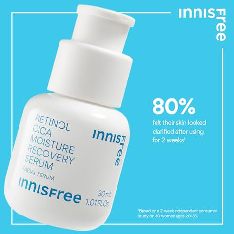 innisfree Serum de Recuperação de Hidratação Retinol Cica com Ácido Salicílico e Cica, Serum Calmante Coreano Suave (Embalagem Pode Variar)