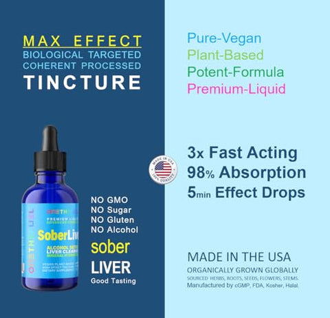 ONETHEFUEL - Sober Liver 60ml – Limpeza e Desintoxicação do Fígado à Base de Plantas para Apoio à Hidratação Natural e Saúde do Fígado com Reishi, Cardo de Leite e Rodiola – Vegano – 15 Ervas Absorção Rápida