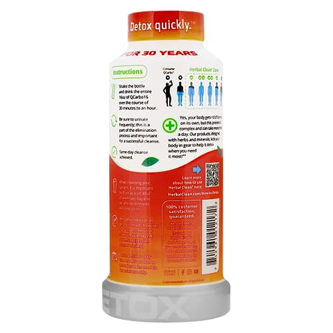 QCarbo16 Bebida Detox de Um Dia, Morango Manga, (473 ml) - Herbal Clean