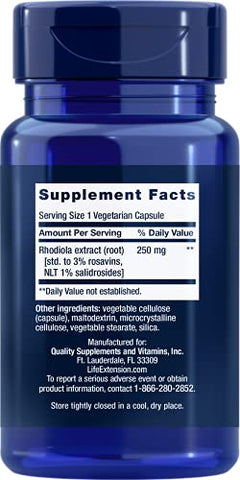 Extrato de Rhodiola (3%% Rosavinas) – 250 Mg – 60 Vcaps (Pacote com 3) | Aumente sua vitalidade com o Extrato de Rhodiola da Life Extension - Life Extension