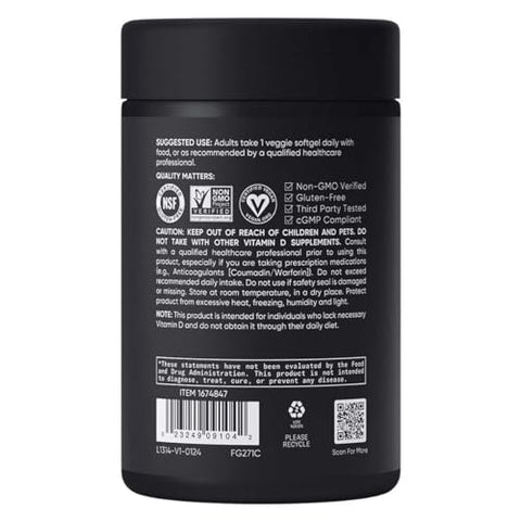 Generic - Vitamina D3 K2 Esportiva, Suprimento de 5 Meses, Vegana 5000iu de D3 à Base de Plantas