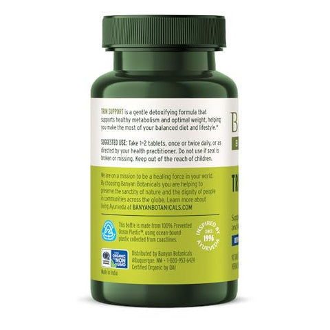 Trim Support – Suplemento Orgânico para Perda de Peso – Suporte Natural ao Metabolismo com Triphala, Guggulu – 60 cápsulas - Banyan Botanicals