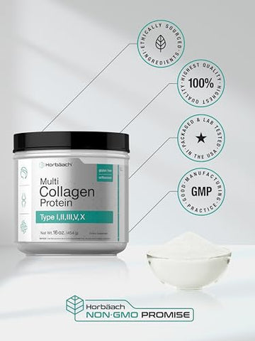 Pó de Proteína de Colágeno Multi 454g | Tipo I, II, III, V, X | Colágeno Hidrolisado em Pó | Keto - Horbäach