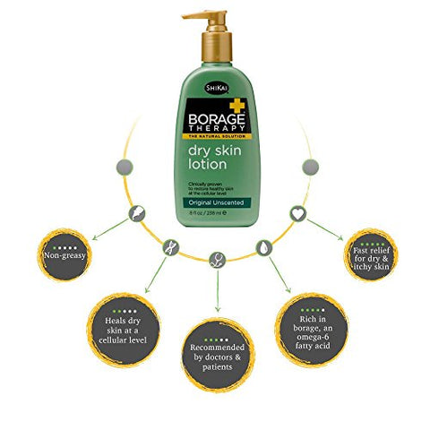 Borage Therapy Loção Hidratante para Pele Seca (480ml, Pacote com 2) Skincare sem Fragrância | Hidratante para Mãos Secas - ShiKai