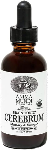 Anima Mundi Apothecary - Anima Mundi Cerebrum – Suplemento Líquido de Suporte Cognitivo com Lion’s Mane e Ginkgo – Potencializador Cerebral para Memória e Suporte Cognitivo – Gotas Líquidas