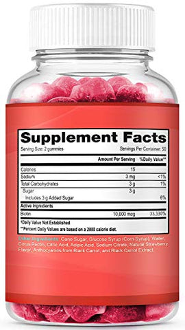 LifeCentric Health - Biotina Gummies para Crescimento Capilar | Biotina Max Strength 10000mcg Previne Afinamento e Queda | Gomas de Biotina Mastigáveis para Mulheres, Homens e Crianças | 100 Unidades Veganas de Gomas Capilares