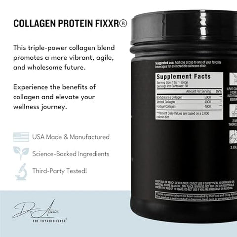 Fixxr - Colágeno 2.0 Dr. Amie | 3 Peptídeos Bioativos de Colágeno | Sem Sabor 30 Porções
