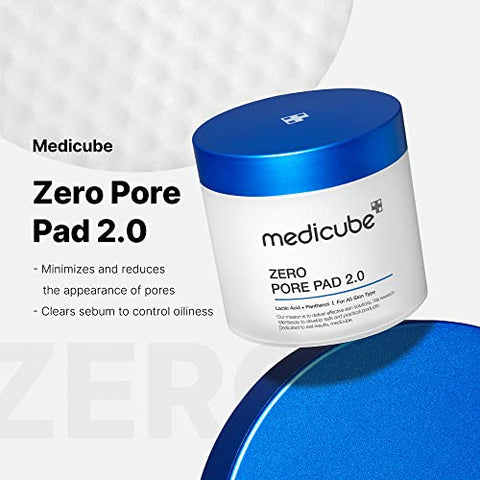 Zero Pore Pads 2.0 – Almofadas de Tônico Facial Dual-Texturizadas para Esfoliação e Minimização de Poros com 4,5% de Ácido Lático AHA – Medicube - Medicube