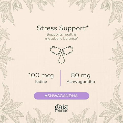 Thyroid Support – Ashwagandha, Kelp, Alga Marrom e Schisandra para Equilíbrio Metabólico Saudável e Bem-Estar Geral – 60 ml Líquido Vegano - Gaia Herbs