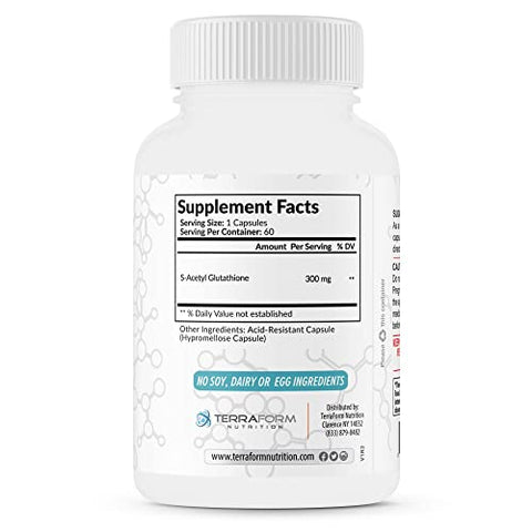 TerraForm Nutrition - Terraform Nutrition – Suplemento S-Acetyl Glutathione Extra Forte 300mg – 60 Cápsulas Resistentes ao Ácido – Fabricado nos EUA