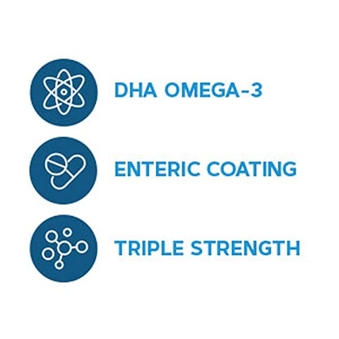 Triple Strength DHA 1000 Mini – 90 Mini Softgels para Saúde das Articulações, Pele, Olhos e Coração - GNC