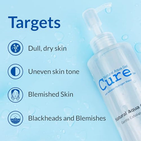NATURAL AQUA GEL CURE - Cure Aqua Gel – Esfoliante Suave à Base de Água para Rosto e Corpo – Removedor de Pele Morta para uma Pele Jovem, 1 Pacote