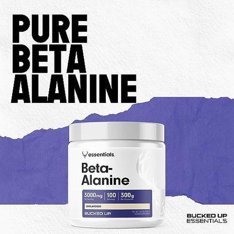 Beta Alanine 300mg em Pó, Sem GMO, Sem Glúten, Sem Sabor (100 Porções) - Bucked Up