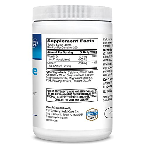 Vitamins – Cálcio Citrato + D3 Máximo, 400 Comprimidos - 21st Century