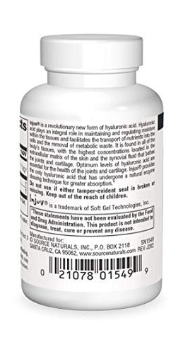 Ácido Hialurônico Injuv 70mg – 30 Softgels | Ácido Hialurônico para Pele Hidratada | Marca Source Naturals - Source Naturals