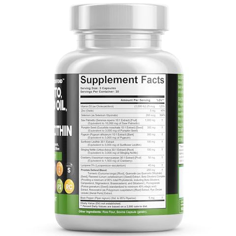 Saw Palmetto 10000mg Óleo de Semente de Abóbora 3000mg Pygeum 3000mg Lecitina de Girassol 3000mg Urtiga Branca Cranberry – Suplemento para Próstata com Licopeno - Clean Nutraceuticals