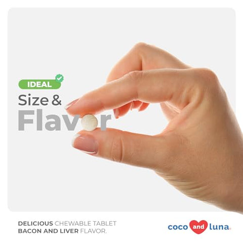 Coco and Luna - Milk Thistle for Dogs – 120 Comprimidos Mastigáveis – Silymarin – Suporte para Fígado e Rins em Cães com EPA – Marca em Destaque