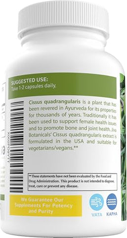 Cápsulas de Cissus Quadrangularis 550 mg por Cápsula – Extrato de Cissus em Cápsulas da Planta Cissus Quadrangularis – Extrato em Pó de Cissus de Alta Potência – 120 Cápsulas - Jiva Botanicals