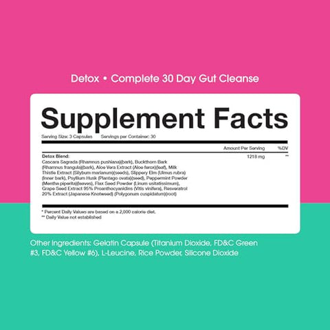 Suplemento Obvi Detox Colon Cleanse | Promove Saúde Digestiva e Intestinal, Alívio de Inchaço, Ajuda a Eliminar Toxinas | Suporte Imunológico com Cardo Mariano, Casca de Psyllium, Folha de Sene | 90 cápsulas