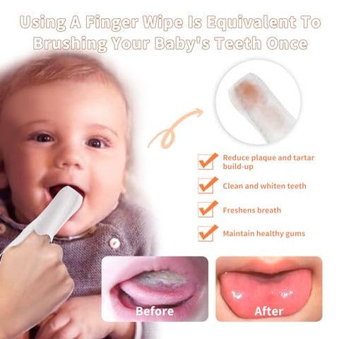 AEBAYLI - Limpeza de Dedos para Bebês, 100PCS, Escova de Língua para Bebês Recém-Nascidos, Escova de Dentes com Dedos, Higiene Bucal para Bebês, Limpeza da Língua para Crianças de 0 a 36 Meses