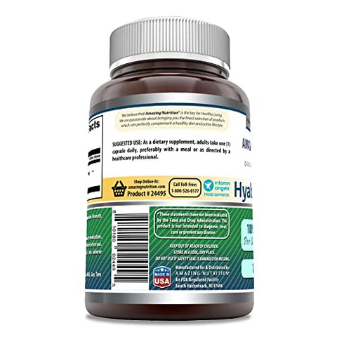 Amazing Nutrition - Amazing Formulas Ácido Hialurônico 100 Mg Cápsulas | Não-OGM | Sem Glúten | Fabricado nos EUA (1 Pacote, 120 Unidades)