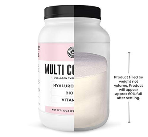 Left Coast Performance - Pó de Colágeno Multi com Biotina, Ácido Hialurônico, Vitamina C (Tamanho Econômico 2lb) | Suplemento de Colágeno Hidrolisado (Tipos I, II, III, V, X). Cabelo, Pele, Unhas para Mulheres, Homens