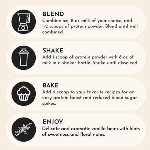 Proteína em Pó JUST INGREDIENTS | Proteína de Baunilha Feita com 100% Whey de Pasto, Não Desnaturada | Quatro Fontes de Proteína de Alimentos Orgânicos | 15g