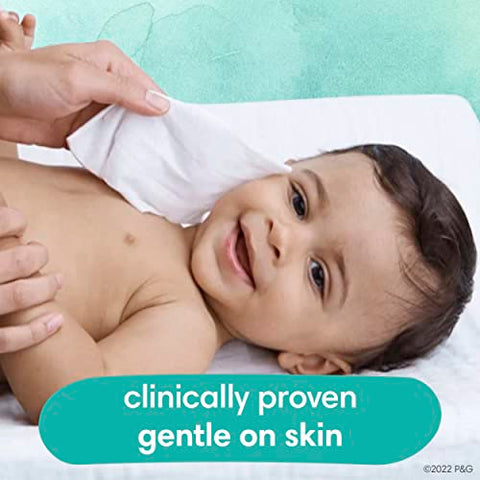 Aqua Pure Lenços Umedecidos para Bebês Sensíveis, 99% Água, Hipoalergênico, Sem Perfume, 8 Pacotes Flip-Top (448 Lenços no Total) (Embalagem Pode Variar) - Pampers