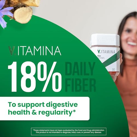 V ITAMINA - Fiber Gummies – Suplemento de Fibra Alimentar 5g para Saúde Digestiva