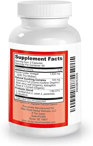 DOCTOR RECOMMENDED SUPPLEMENTS - Cápsulas de Vinagre de Maçã – 100% Orgânicas, 1500 mg – Digestão Natural, Suporte para o Sistema Imunológico