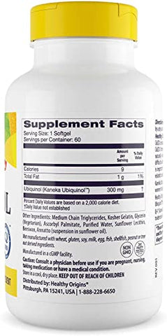 Ubiquinol 300 mg – CoQ10 Ativado – Suplemento Kaneka Ubiquinol para Saúde Cardíaca - Healthy Origins