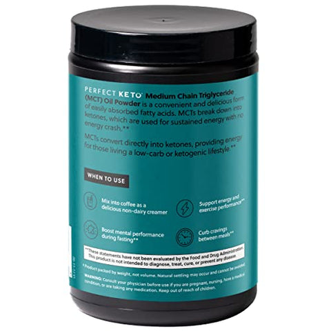 7g MCT Oil Powder – Café Cremoso para Dieta Keto com Triglicerídeos de Cadeia Média, Mistura de MCT para Café, Smoothie, Shakes Proteicos – Marca em Destaque - Perfect Keto