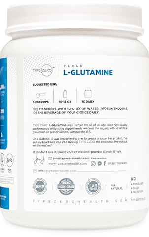 L Glutamine em Pó 5000mg – Suplemento para Saúde Intestinal – Suporte para Revestimento Gastrointestinal – Embalagem de 6 Meses - Type Zero