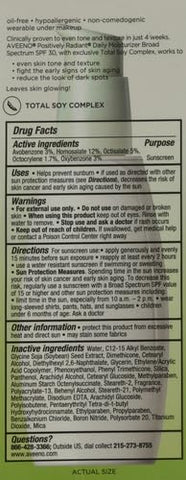 Positively Radiant Hidratante Facial Diário com Complexo Total de Soja e Protetor Solar de Amplo Espectro FPS 30, Livre de Óleo e Não Comedogênico, 75 ml - Aveeno