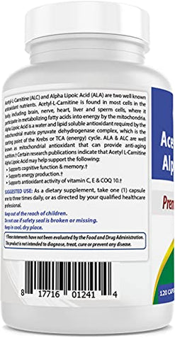 Best Naturals - Melhor Naturals Acetyl L-Carnitina e Ácido Alfa Lipóico 750 mg 120 Cápsulas (120 Unidades – Pacote com 3)