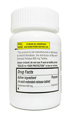 Mucus Relief 600mg Guaifenesin 12 Horas Liberação Prolongada, Expectorante para Congestão Torácica (Frasco com 100 Comprimidos) - Guardian