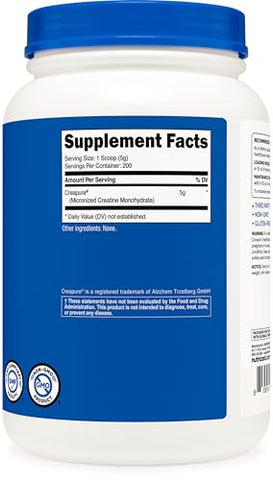 Creapure® Creatina Monohidratada em Pó 1KG – Potencialize seus resultados - Nutricost