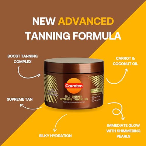 Gold Shimmer Gel Bronzeador Intensivo SPF0 150 ml / 5 oz – Proteção Solar e Brilho Dourado - Carroten