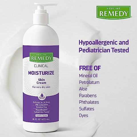 Creme Clínico Medline Remedy Baunilha (473 ml), 2 Unidades, Hidratante Facial e Corporal para Todas as Idades, Sem Parabenos