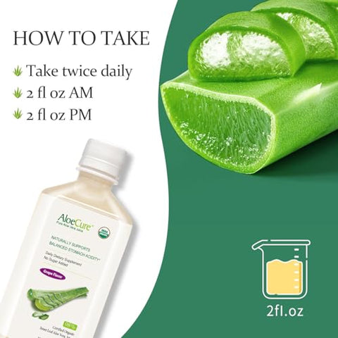 Suco de Aloe Vera Orgânico USDA Sabor Uva – 100% Natural Digestivo – 12 Horas Após Colheita - AloeCure