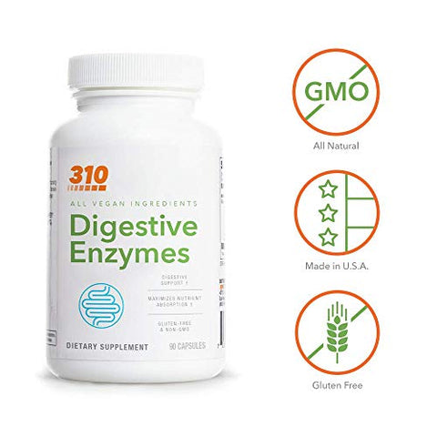 Digestive Enzyme (90CT) | Enzima Digestiva Multienzimática com Lactase para Auxiliar a Digestão do Corpo | Suporte para Conforto Digestivo e Redução de Inchaço - 310 Nutrition