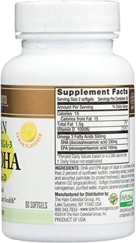 Essentials Soft Gels Vegan Ultra Omega-3 EPA e DHA com Vitamina D – 60 Cápsulas - Spectrum