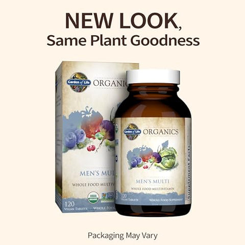 Organics – Multivitamínico Vegano para Homens e Mulheres, Vitaminas e Minerais de Alimentos Integrais, 180 Tabletes - Garden of Life