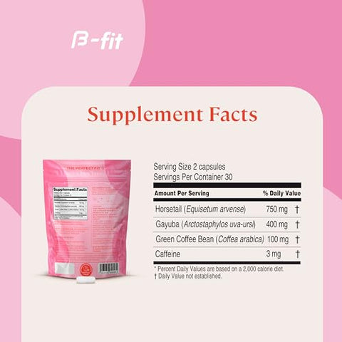 B-FIT B - Diuren – Cápsulas Diuréticas com Cafeína, Cavalinha e Uva Ursi – 60 Cápsulas com Extratos Naturais – Suplemento de Cavalinha – Melhores Diuréticos para Retenção de Água