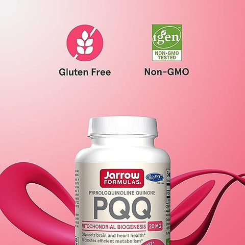 PQQ 20 mg – Suporte para Coração, Cérebro e Metabolismo – 60 Cápsulas Vegetarianas – Fórmula de 60 Dias - Jarrow Formulas
