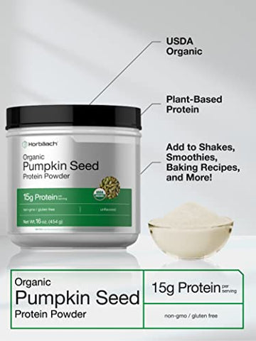 Proteína de Semente de Abóbora Orgânica | 454g | Vegetariana, Sem Glúten e Fórmula Não-OGM | Suplemento Keto e Paleo | 15g de Proteína por Porção - Horbäach