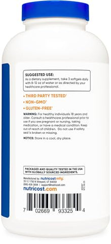 CLA 2.400mg, 240 Softgels – Livre de Glúten, Não-OGM, 800mg por Softgel - Nutricost