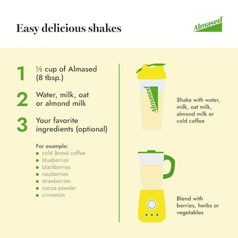 Shake Substituto de Refeição Baunilha – Pó de Proteína Vegetal de Alta Qualidade com Baixo Índice Glicêmico – Suporte Nutricional para Perda de Peso e Saúde – Sabor Baunilha – 500g (3 Pacotes) - Almased