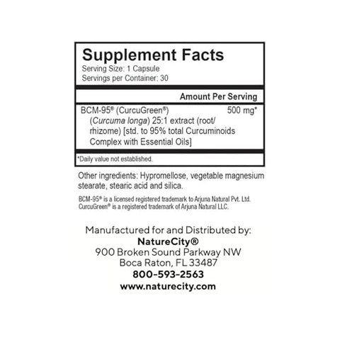 NatureCity - Suplemento de Curcumina Verdadeira | Cápsulas de Curcuma 500mg | Aumento de Absorção de até 700%% (90 Dias de Fornecimento) | Suporte para Articulações